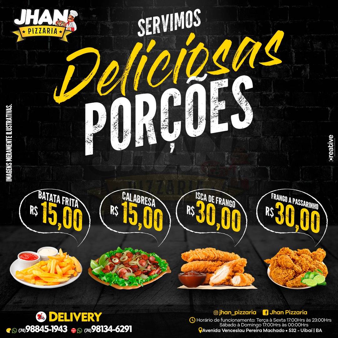 Jhan Pizzaria cardápio