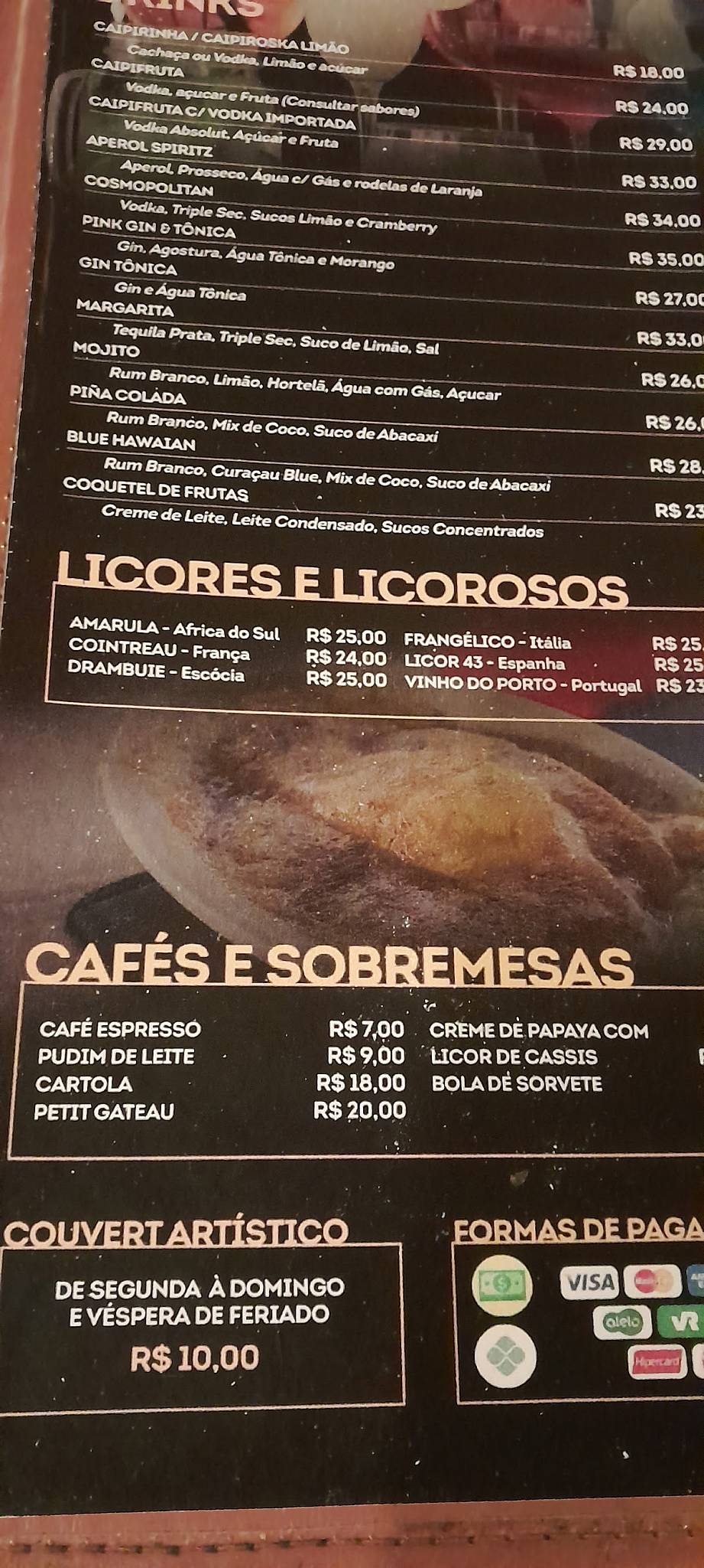 Corais Bar e Restaurante cardápio