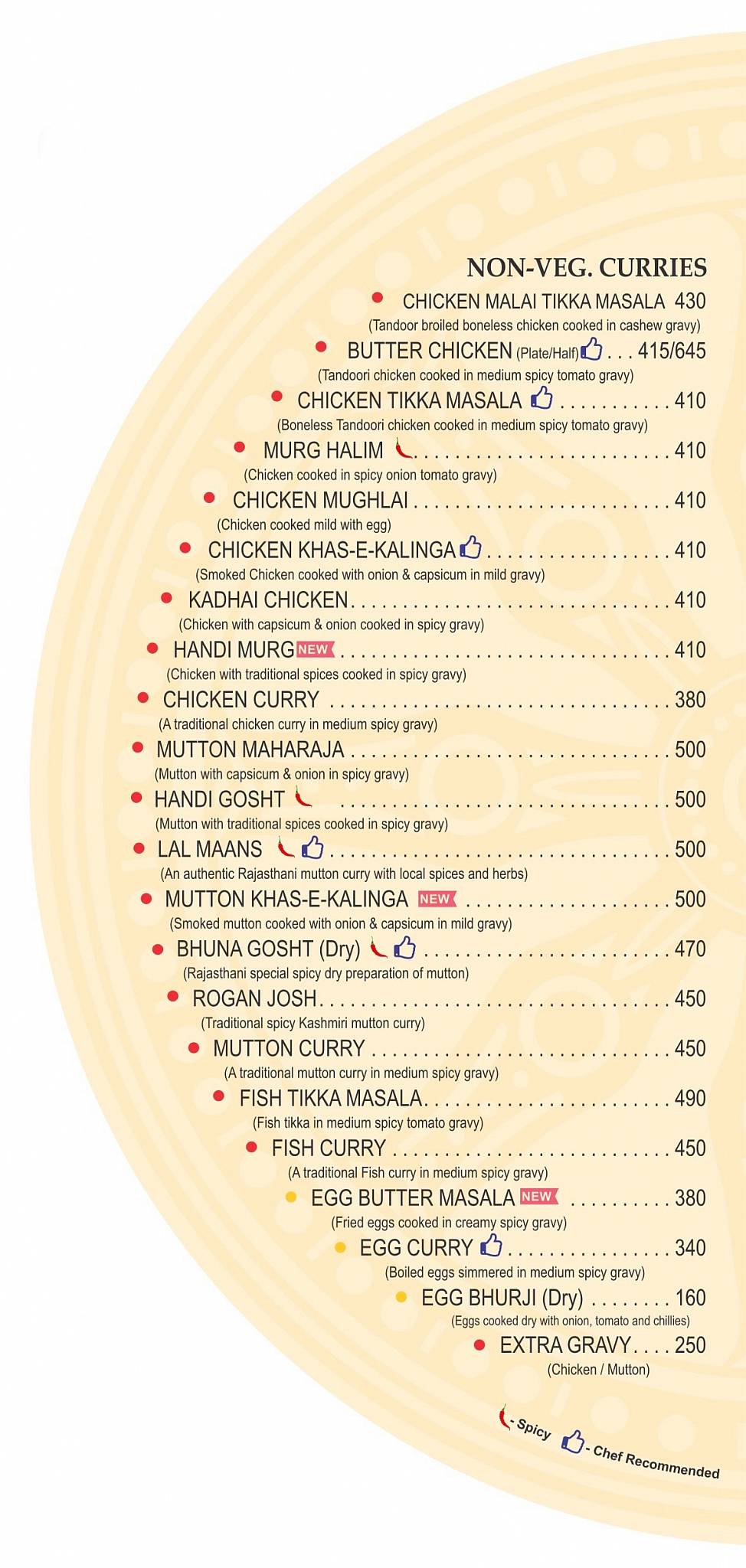 Kalinga Restaurant menu