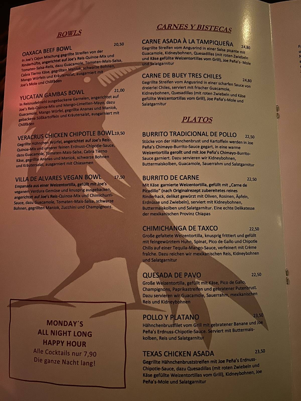 Carta de Joe Peña’s