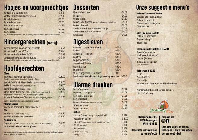 Menu de Johnny Fox