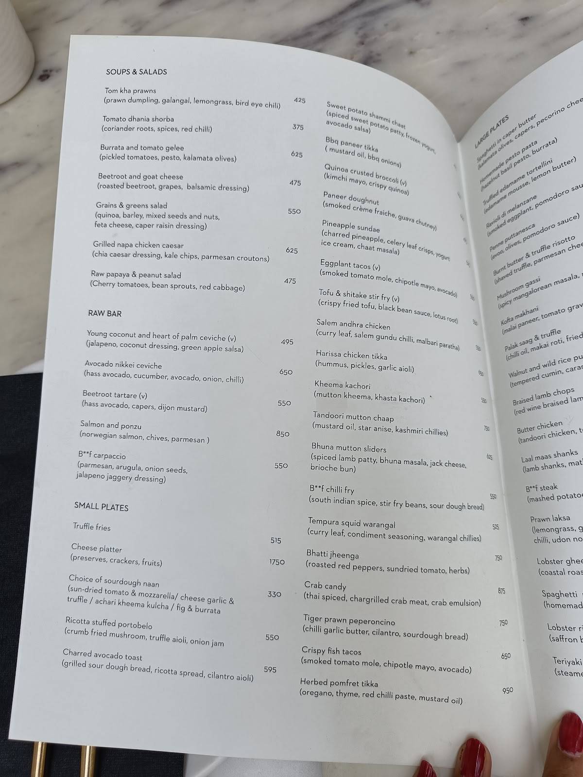 Joshi House menu