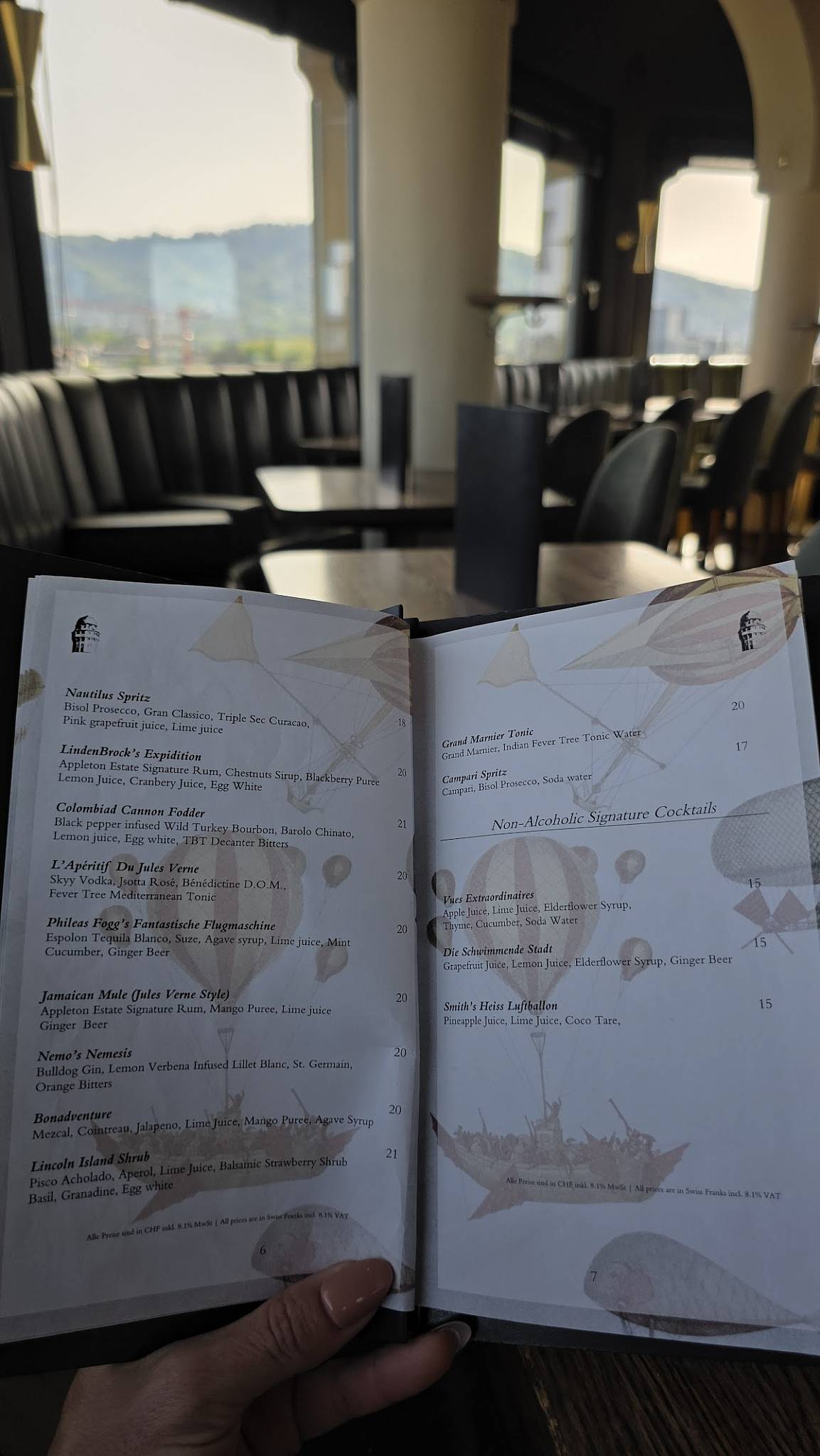 Menu di Jules Verne Panoramabar 