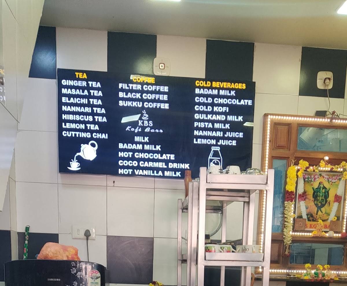 K B S Kofi Bar menu