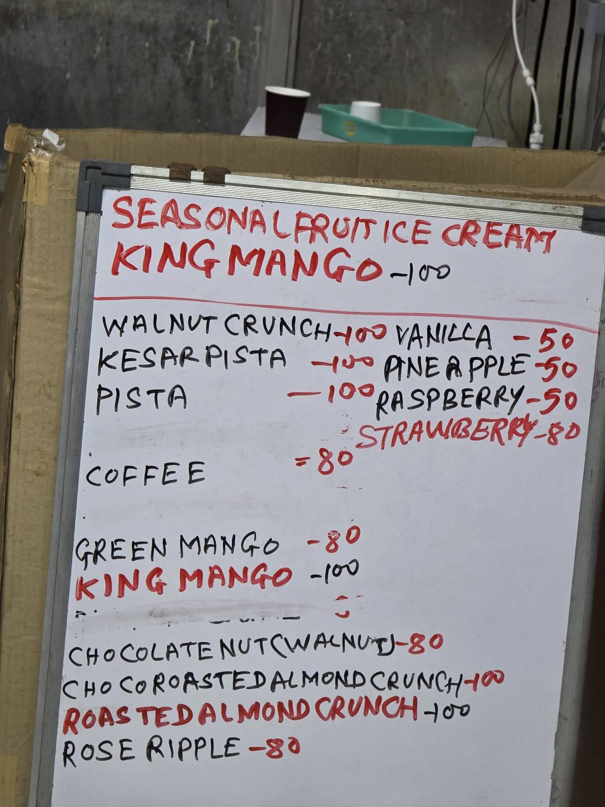 K. Rustom & Co. Ice Cream Parlour menu