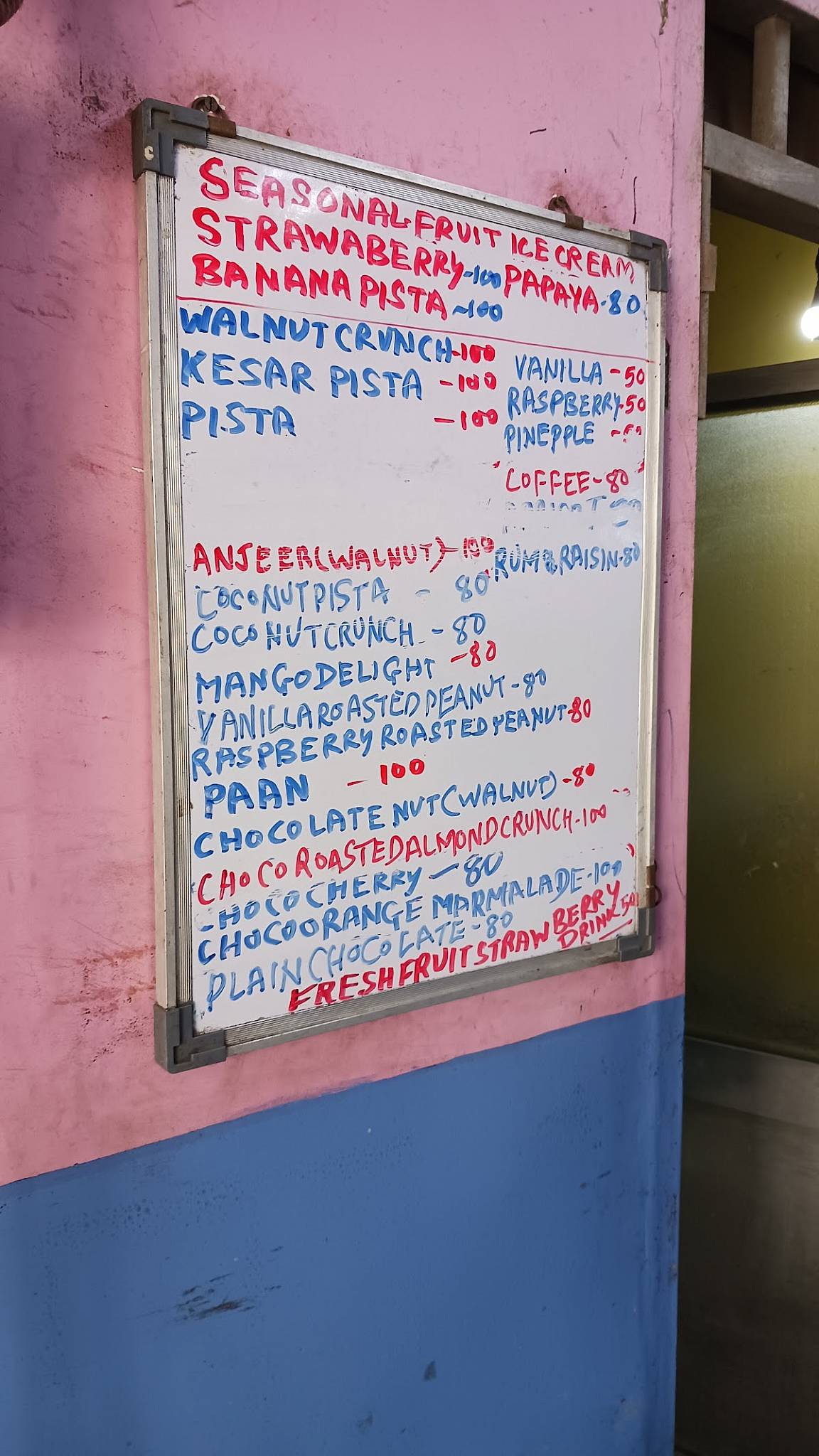 K. Rustom & Co. Ice Cream Parlour menu