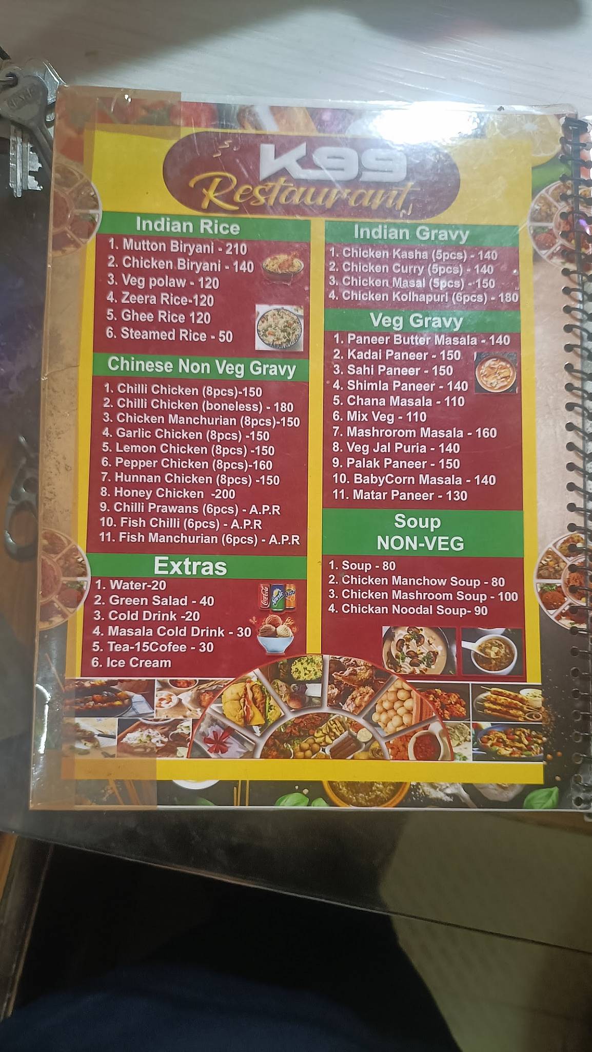 K99 Restaurant menu