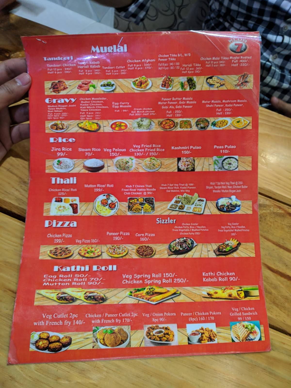 KLUB7 menu