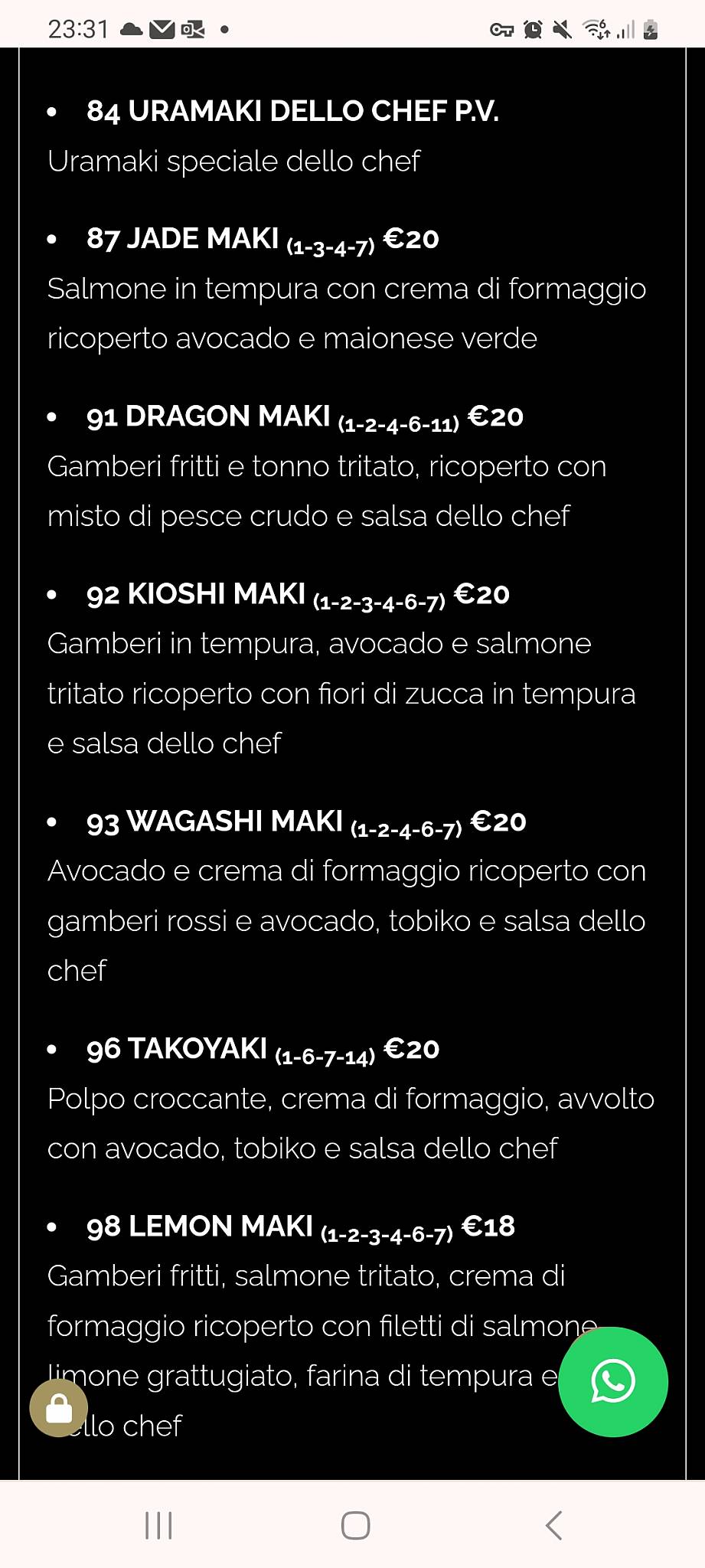 Menu di KOKO Ristorante Giapponese 