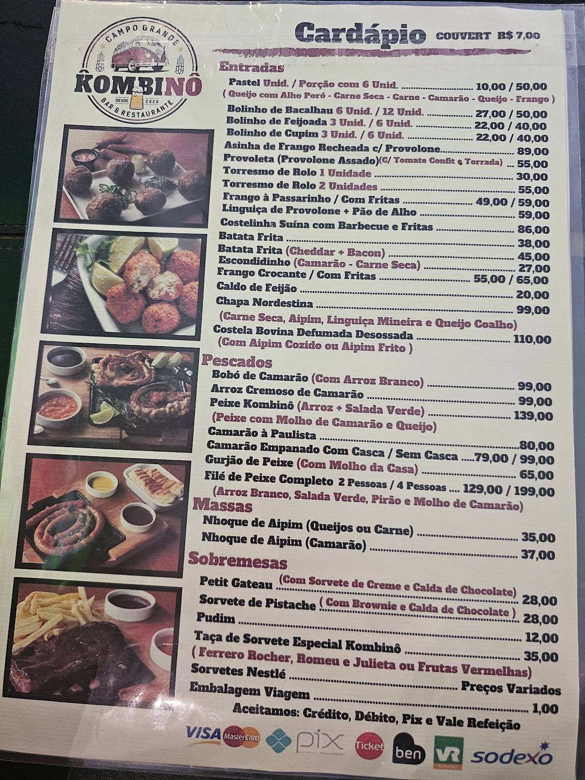 KOMBINÔ cardápio