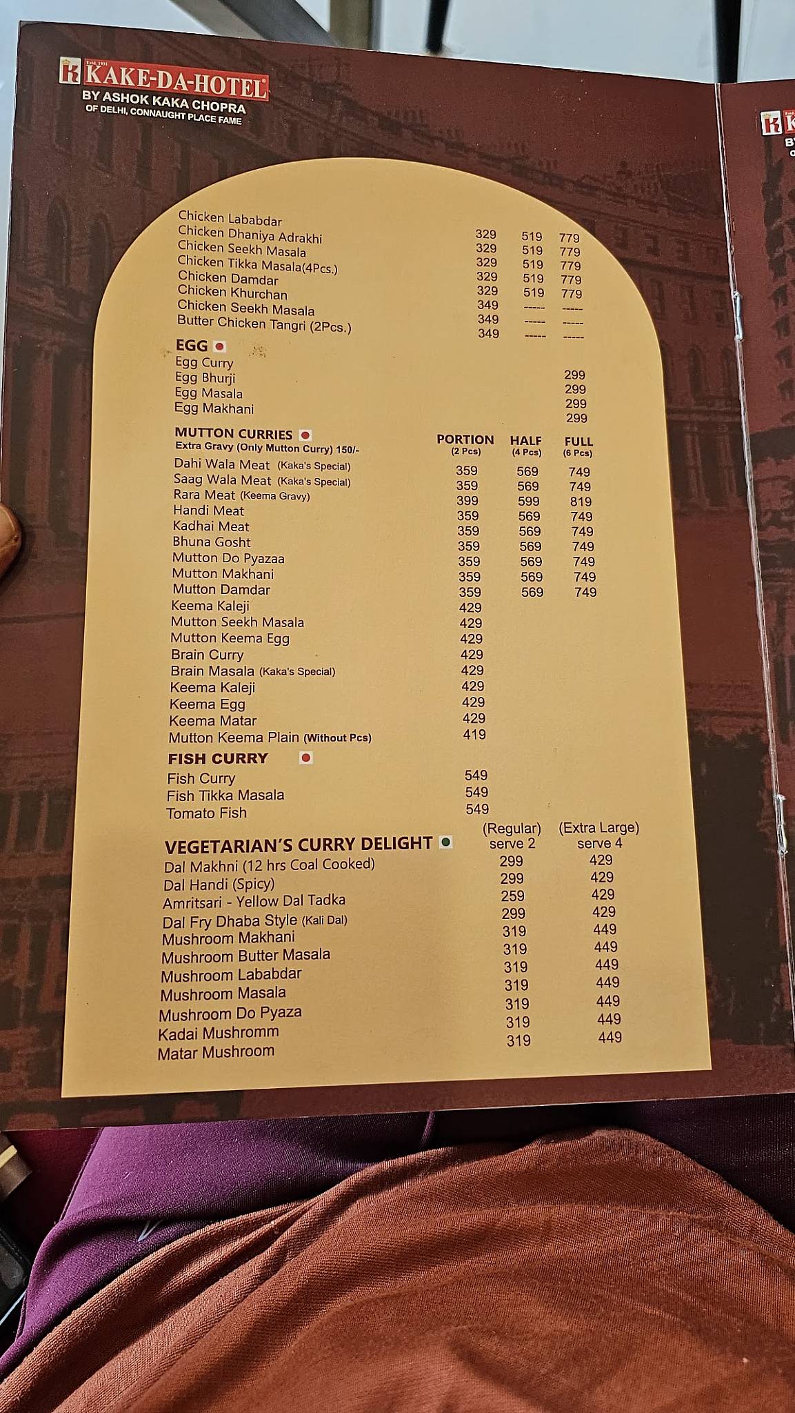 Kake Da Hotel Faridabad Sector -16 menu
