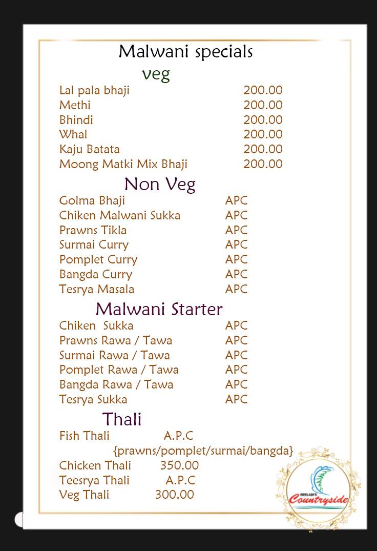 Neelams Countryside menu