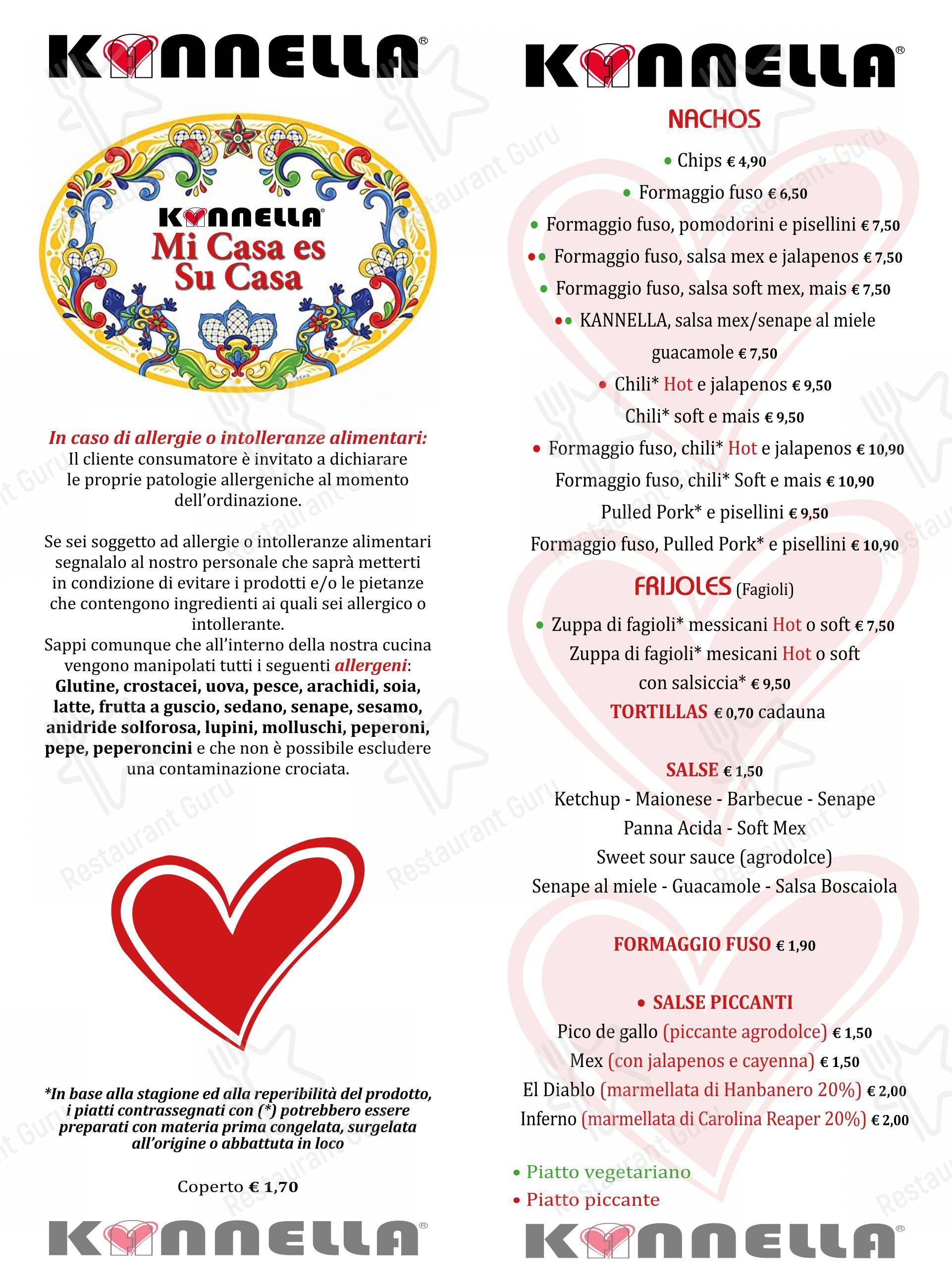 Kannella in Carpi - Menu