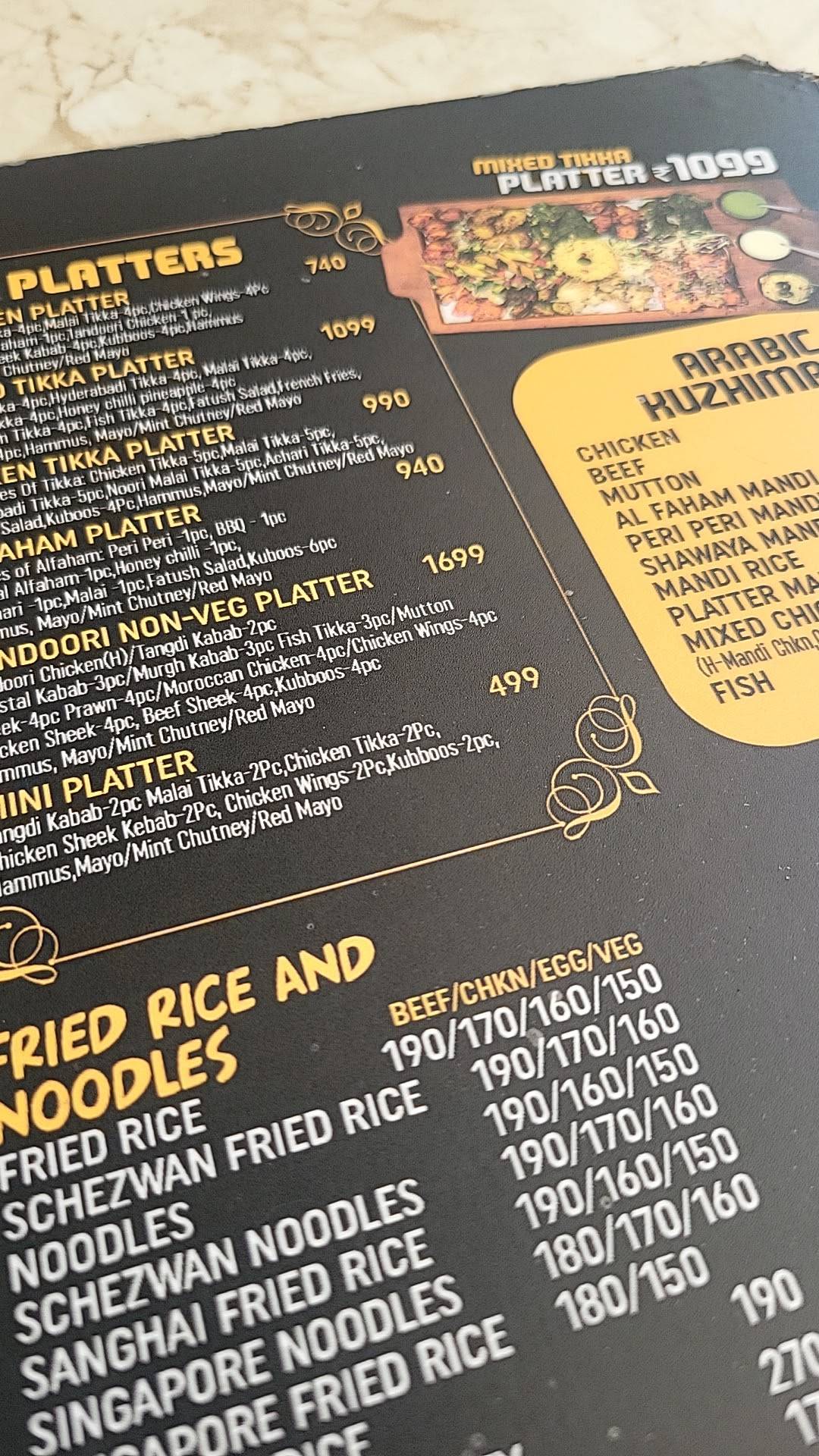 Casa Rasa Kannur menu