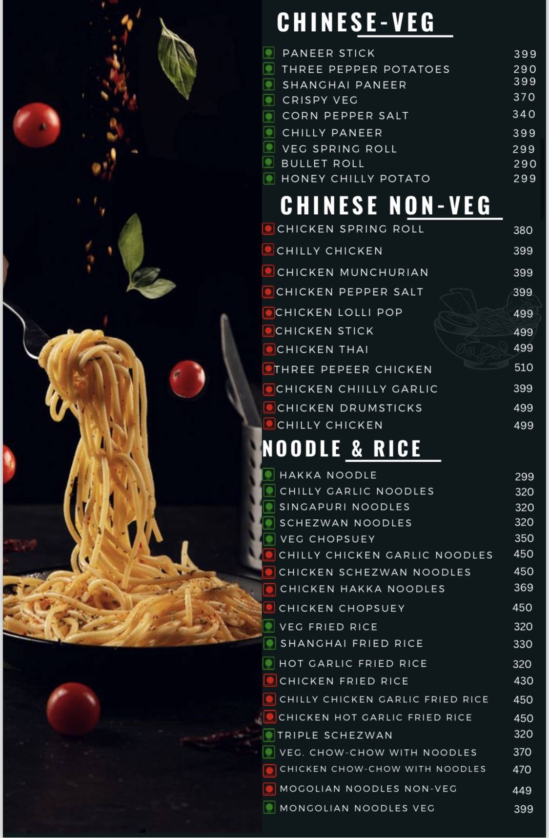 DERA RESTAURANT menu