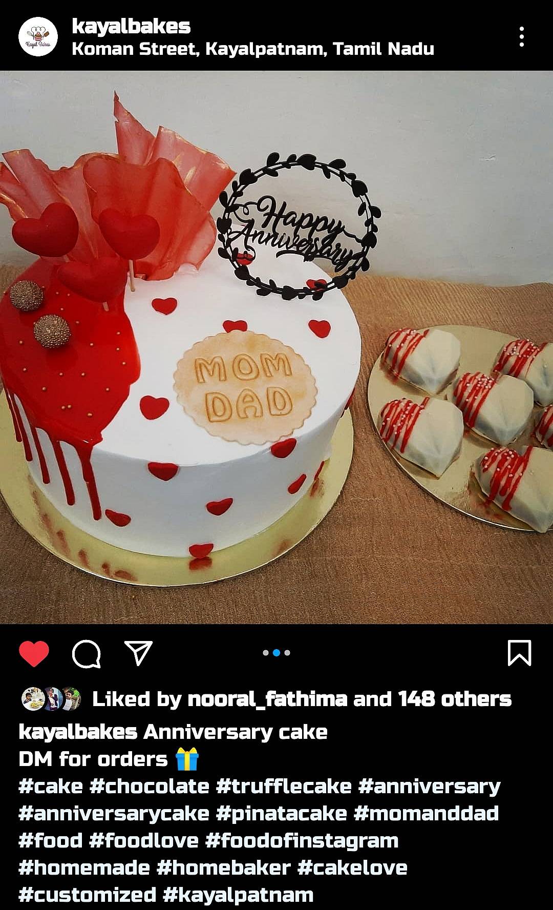 Kayal Bakes menu