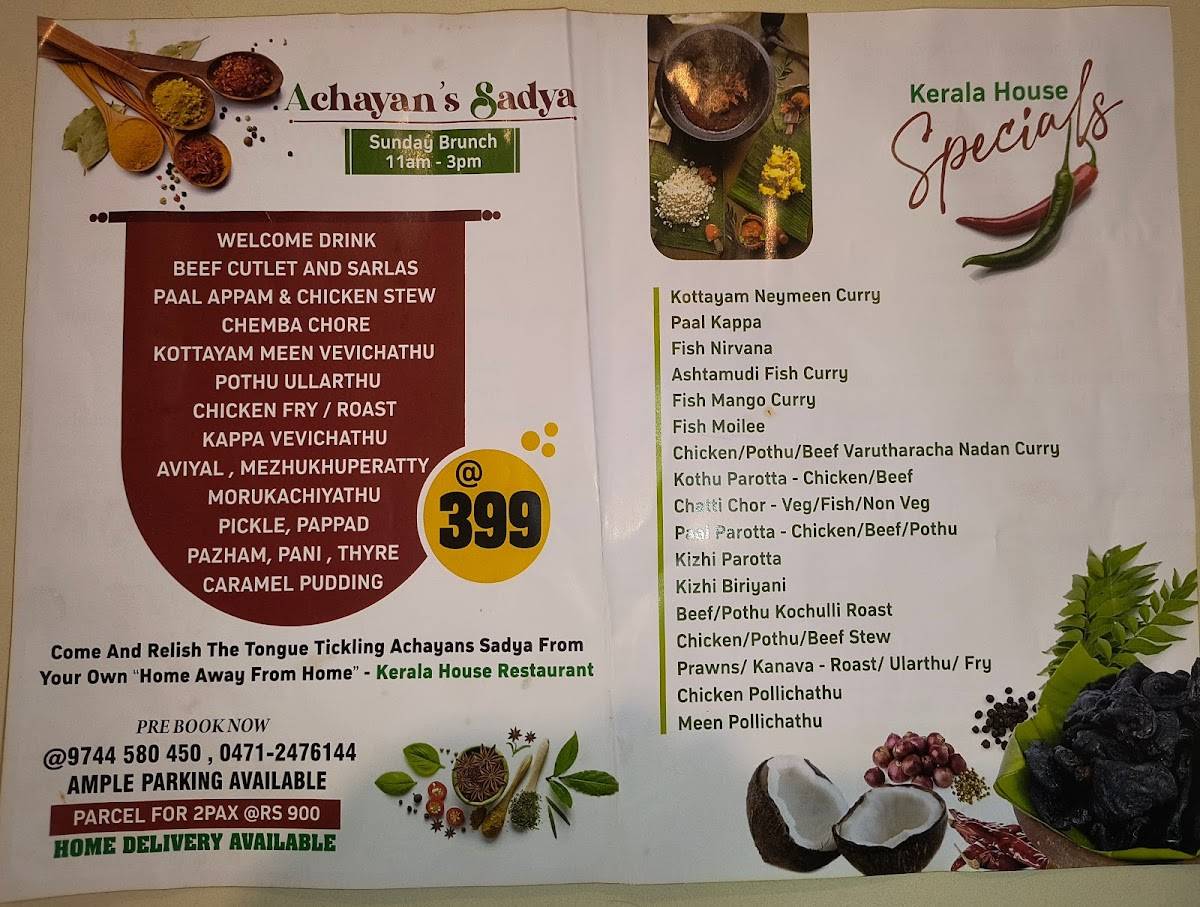 Kerala House Restaurant menu