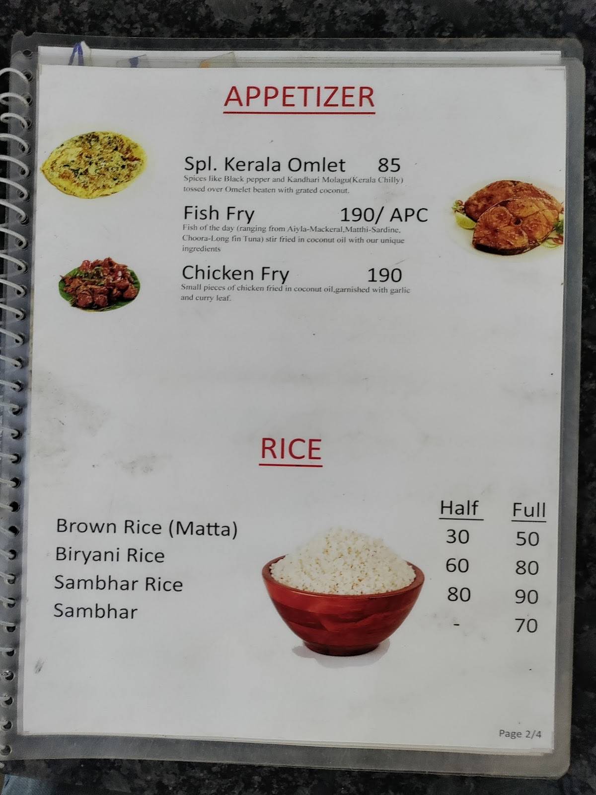 Kerala Restaurant Aundh menu