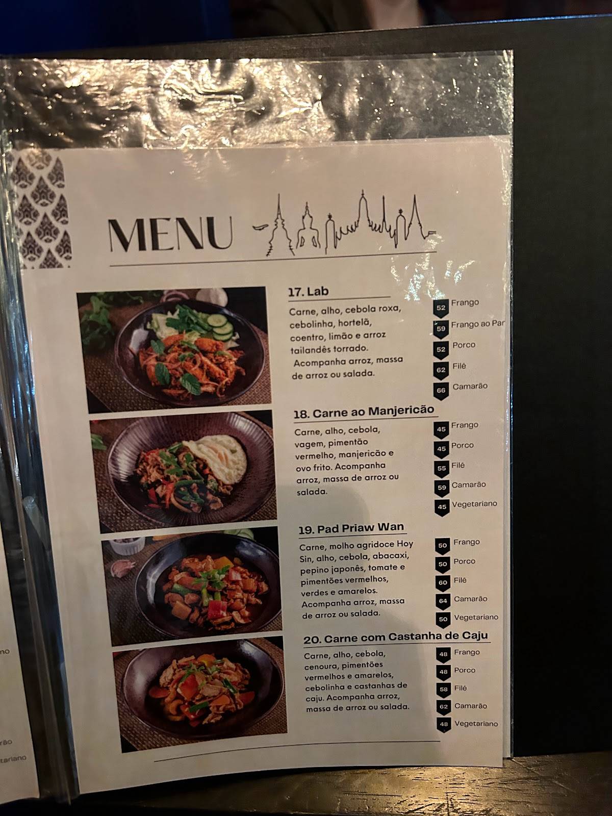 Kin Khao Restaurante Tailandês cardápio
