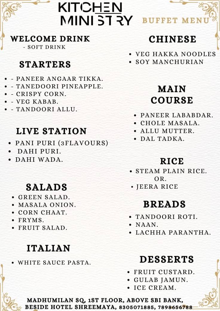Kitchen Ministry - Best Restaurant In Indore Pure Veg (Jeeman) menu