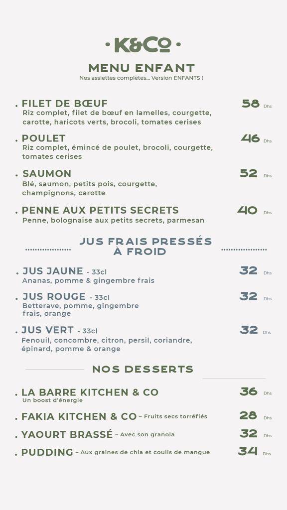 Menu de Kitchen & Co