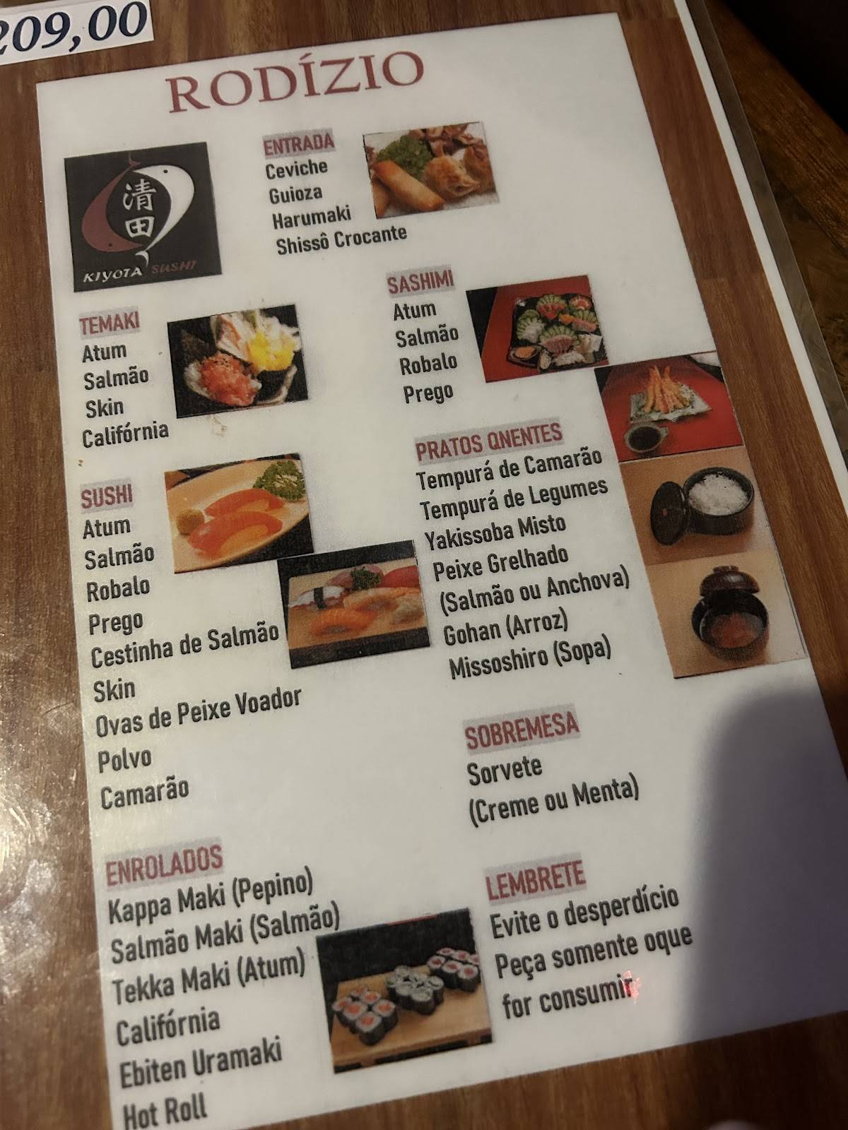 Kiyota Sushi Bar cardápio