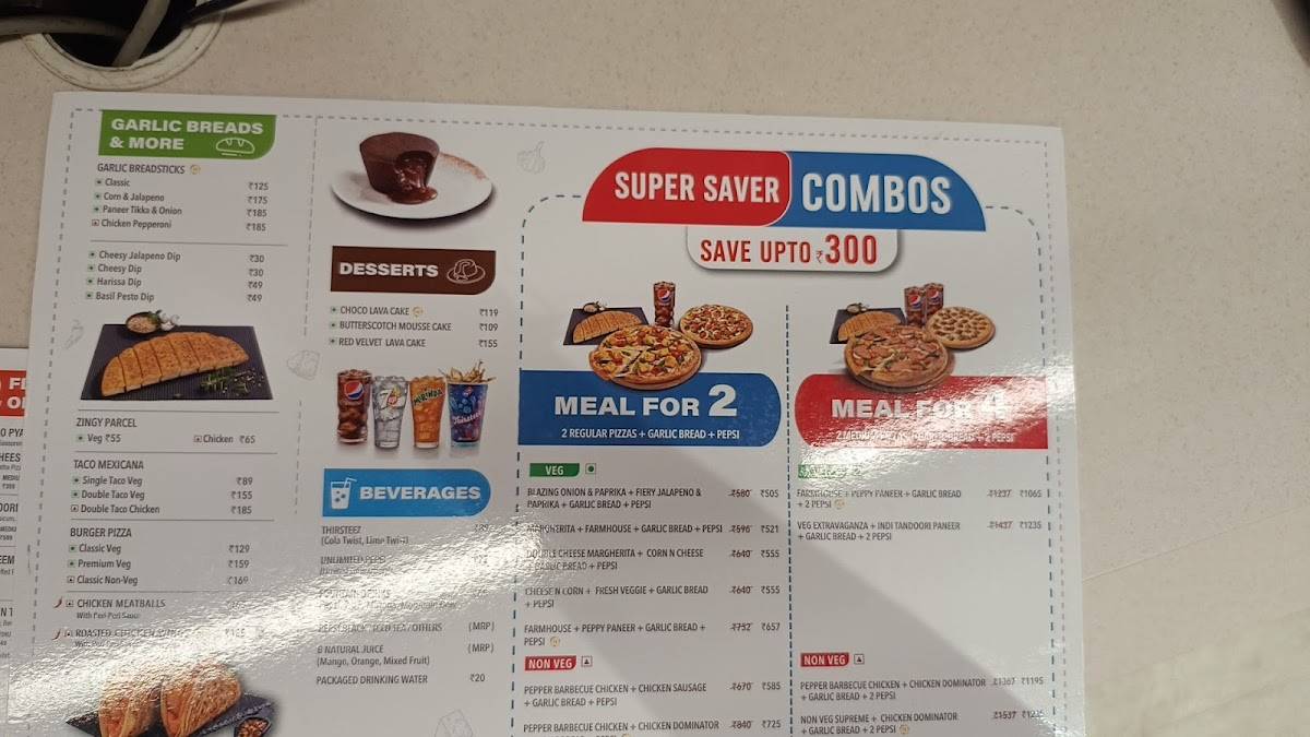 Domino's Pizza High School Colony, Kohima menu