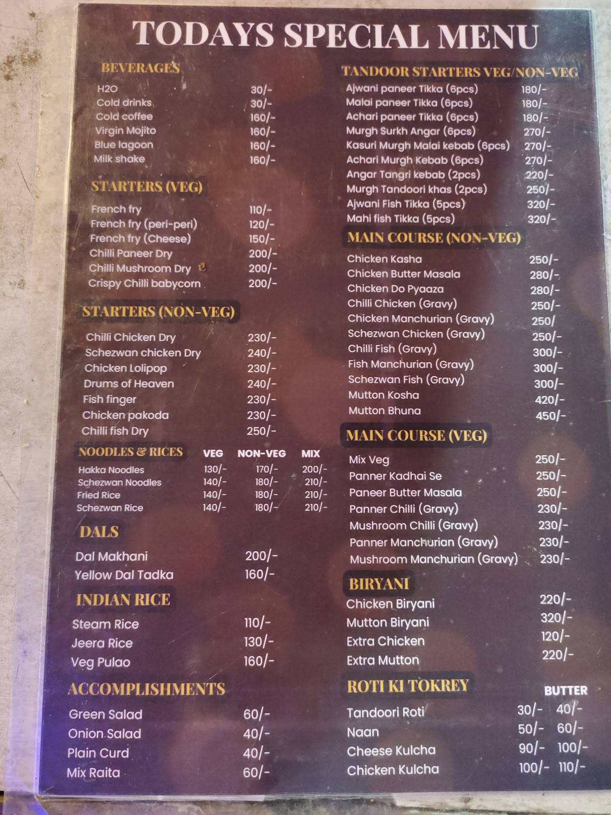 Rasoi King menu