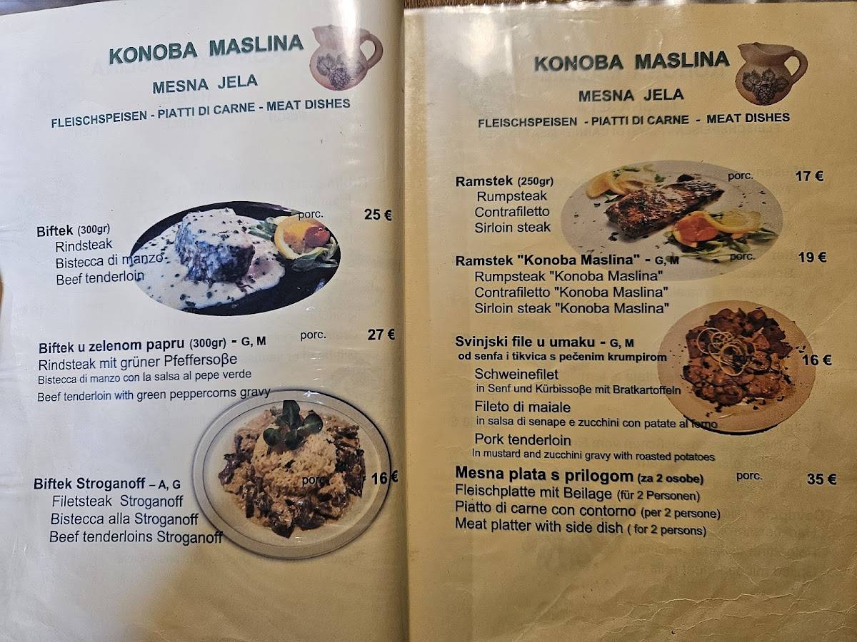 Menu di Konoba Maslina Punat 