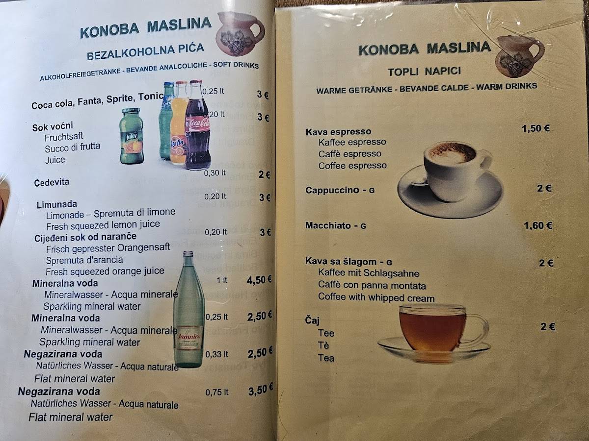 Menu di Konoba Maslina Punat 