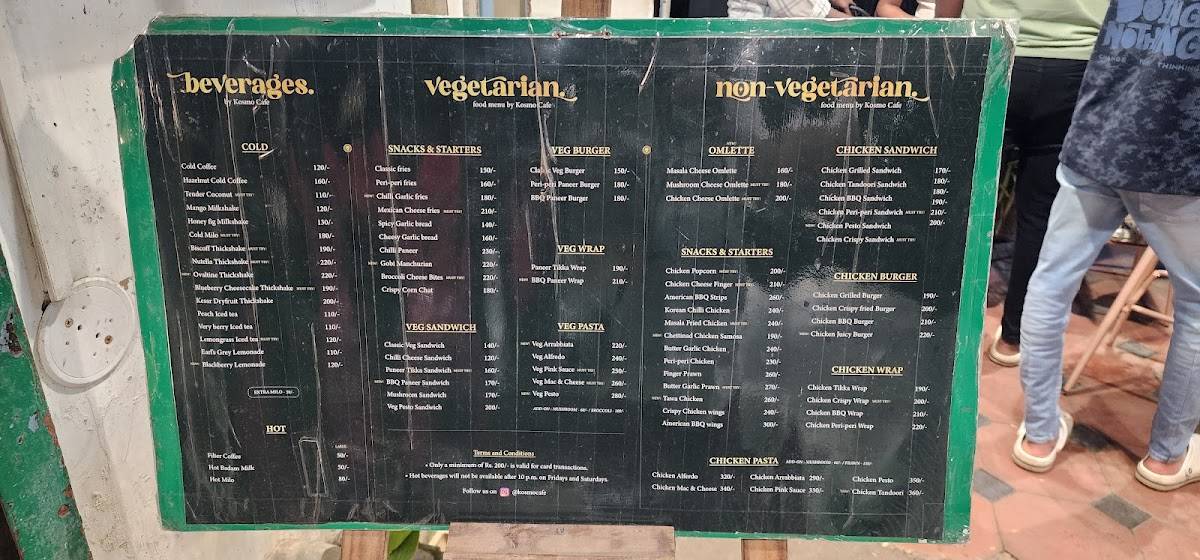 Kosmo cafe menu