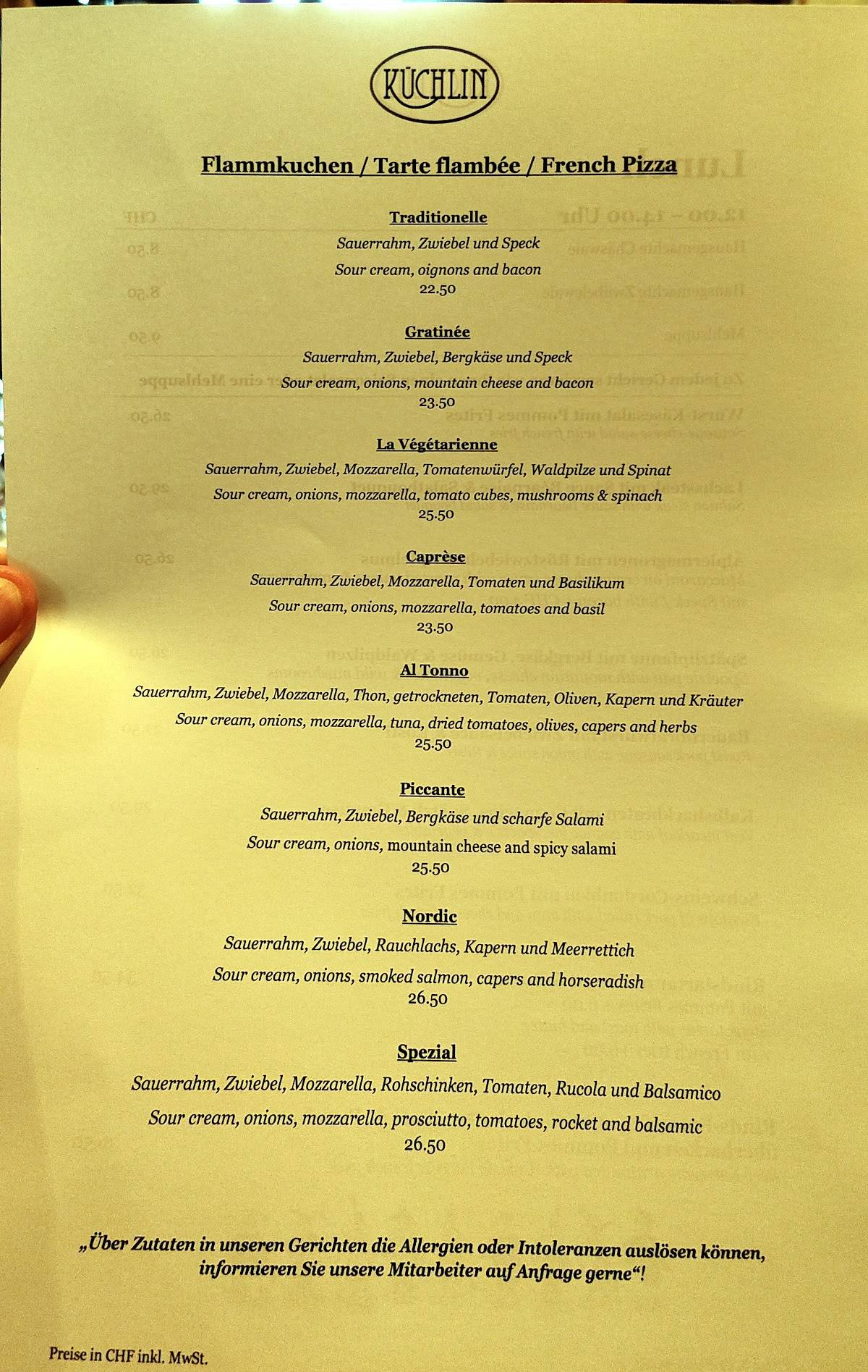 Menu di Küchlin 