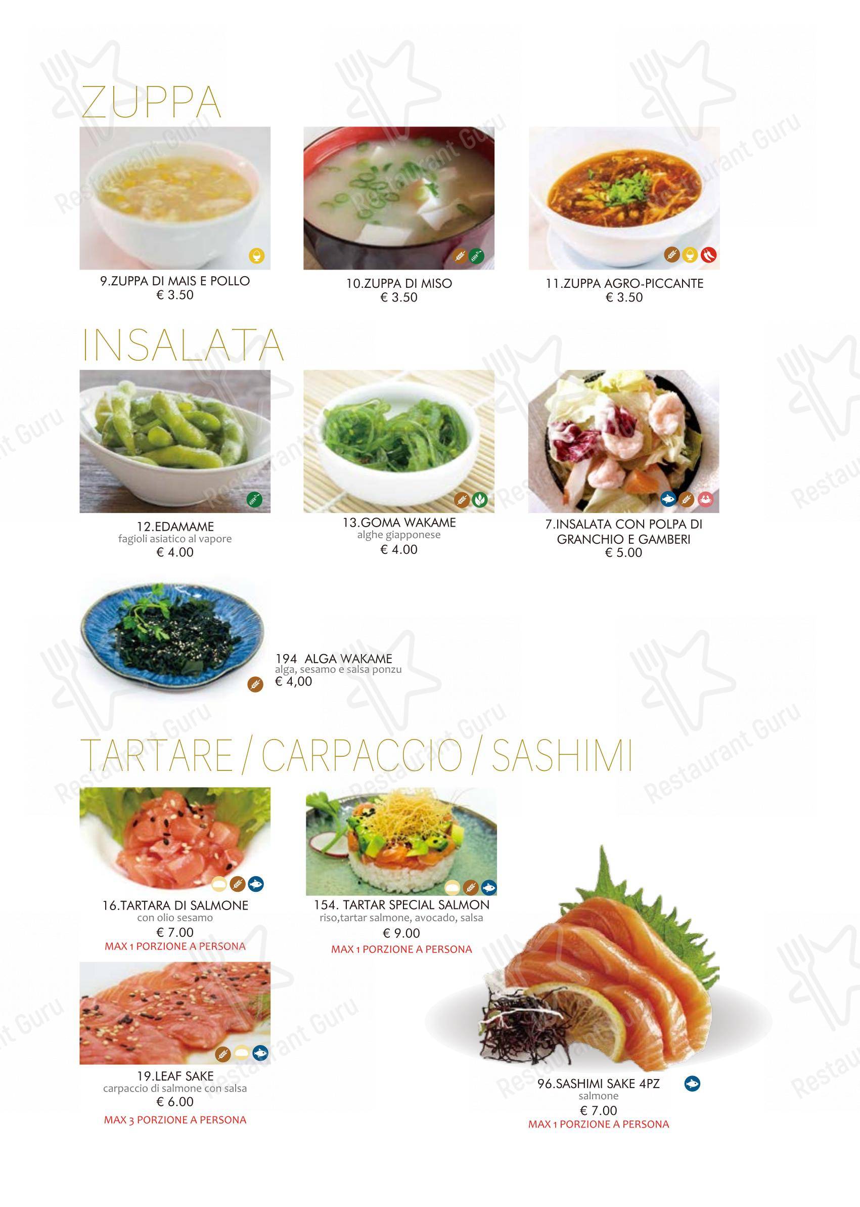 Menu bar per Kurama Restaurant ristorante