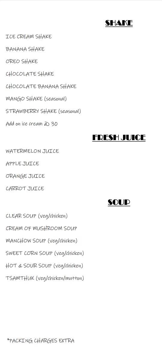 Kyaroo House menu