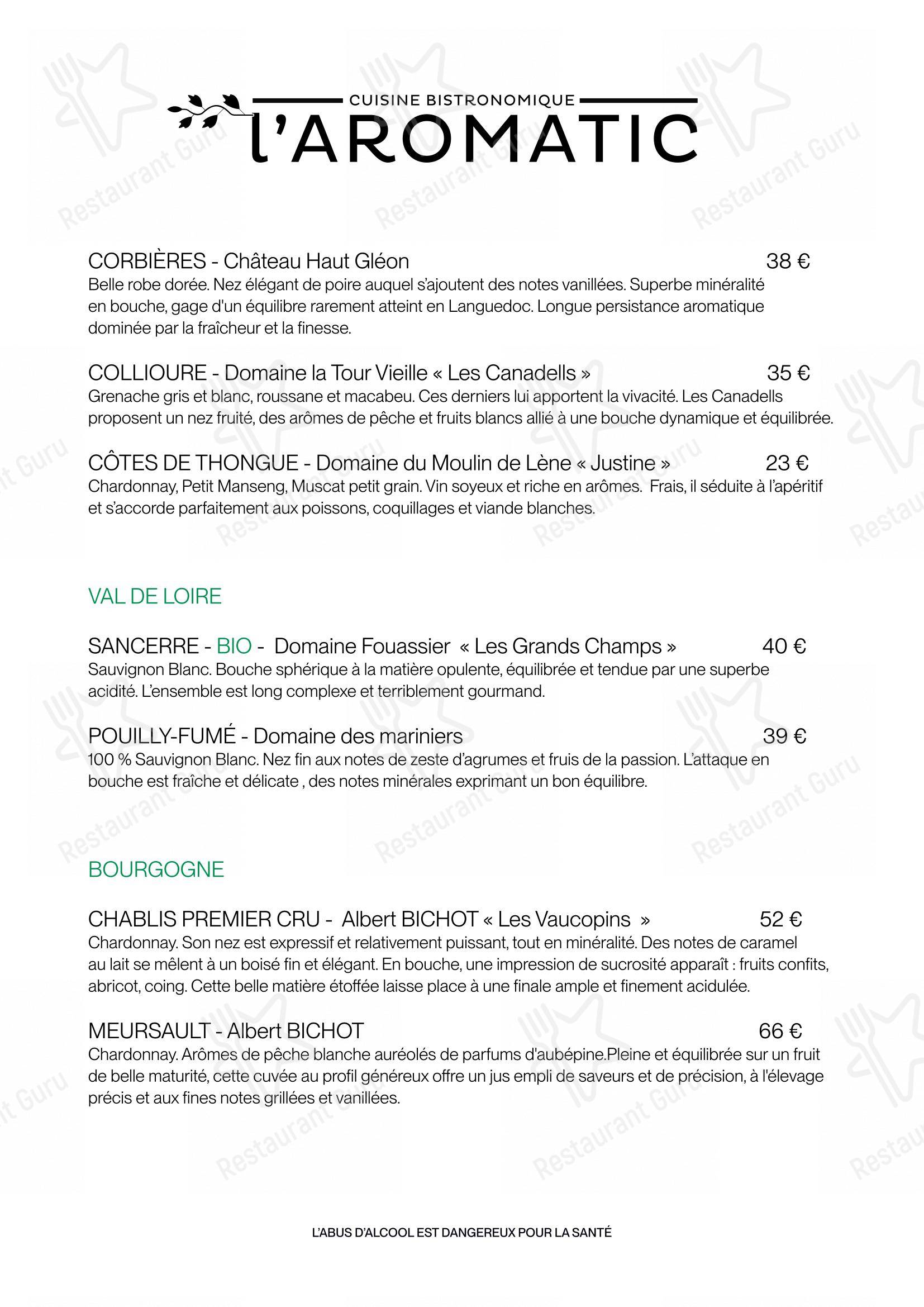 Коктейльная карта pour L' AROMATIC dans Pibrac