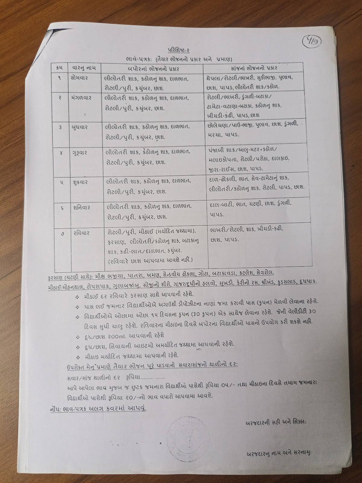 L.D. Mess menu