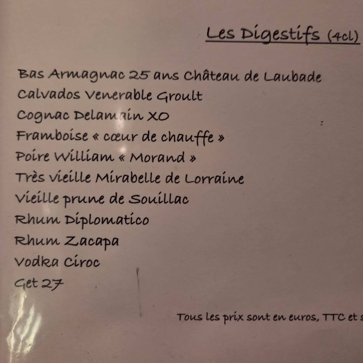 Menu de L'ABRAISE