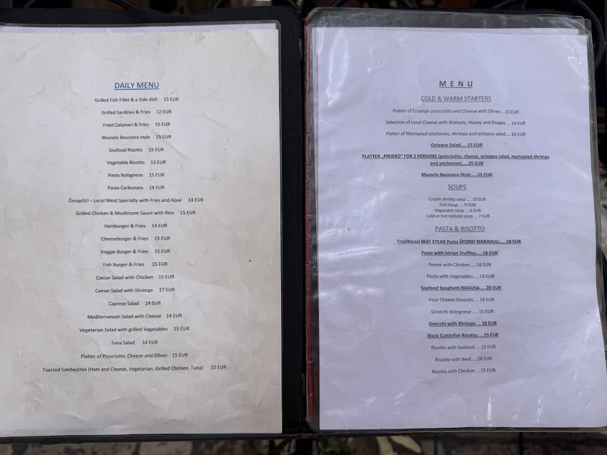 Menu di LAJK restaurant Dubrovnik 