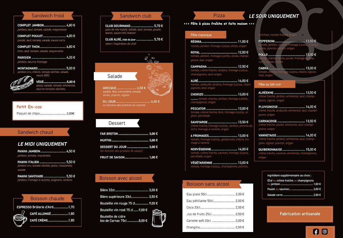 Menu de L'ALRE GOURMAND