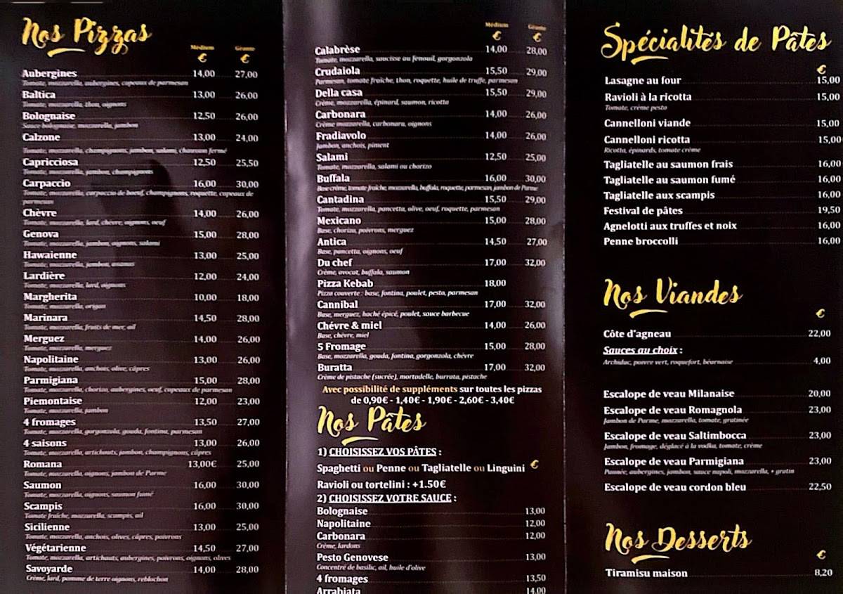Menu de L'Alighieri
