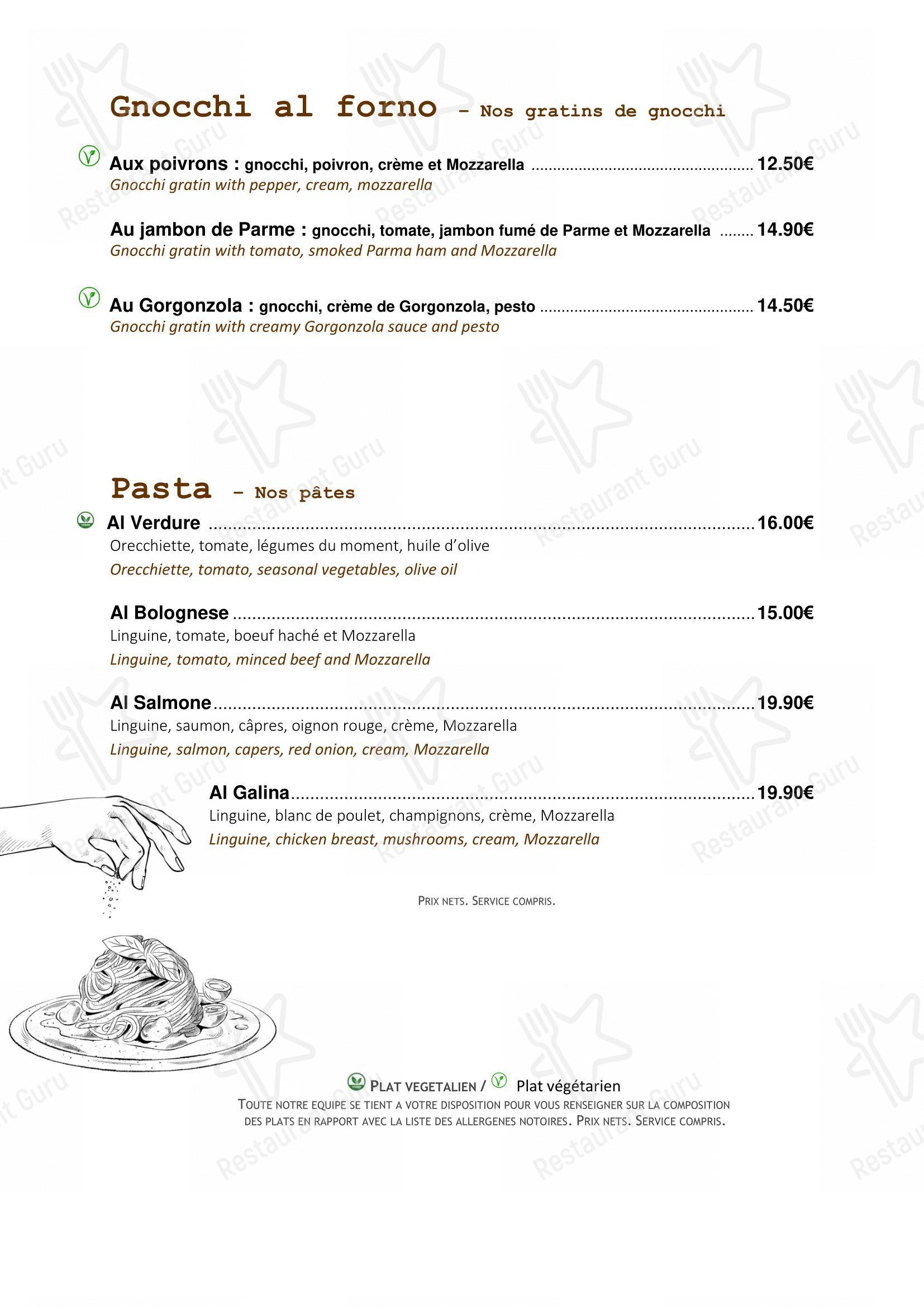 Menu pour L'Auberge & Trattoria du Ried - Menu bar