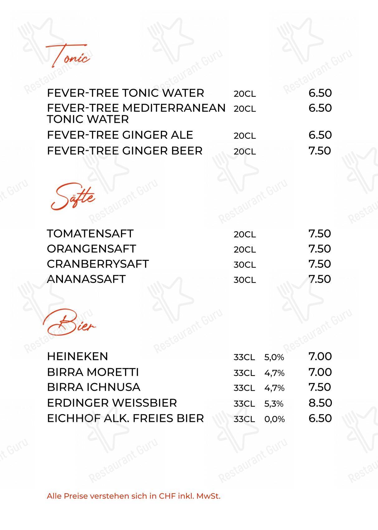 LEO Restaurant & Bar in Zurigo - Основное меню