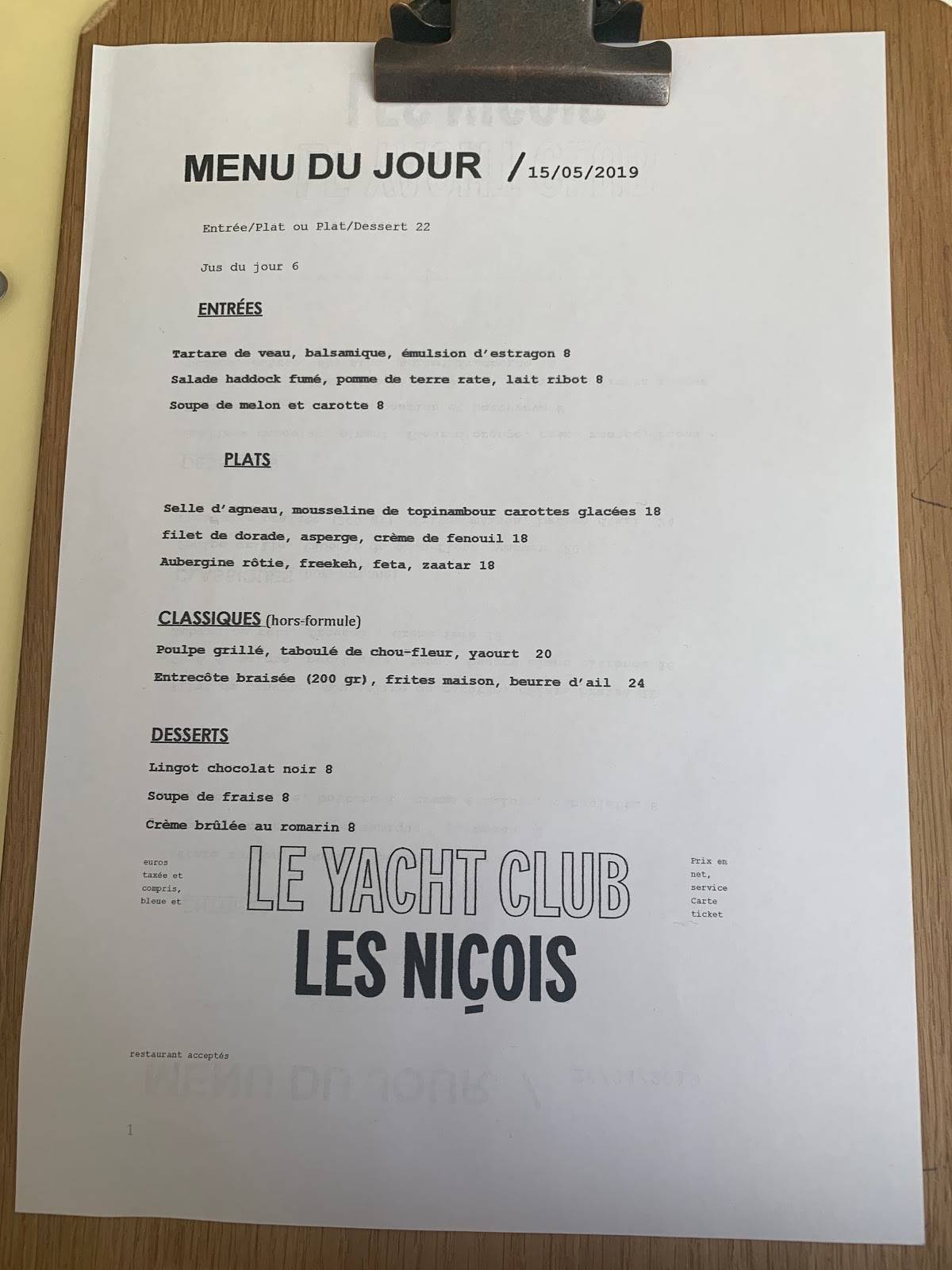 LES NIÇOIS 9 menu