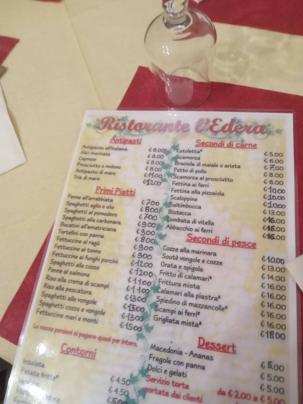 Menu di L'Edera 