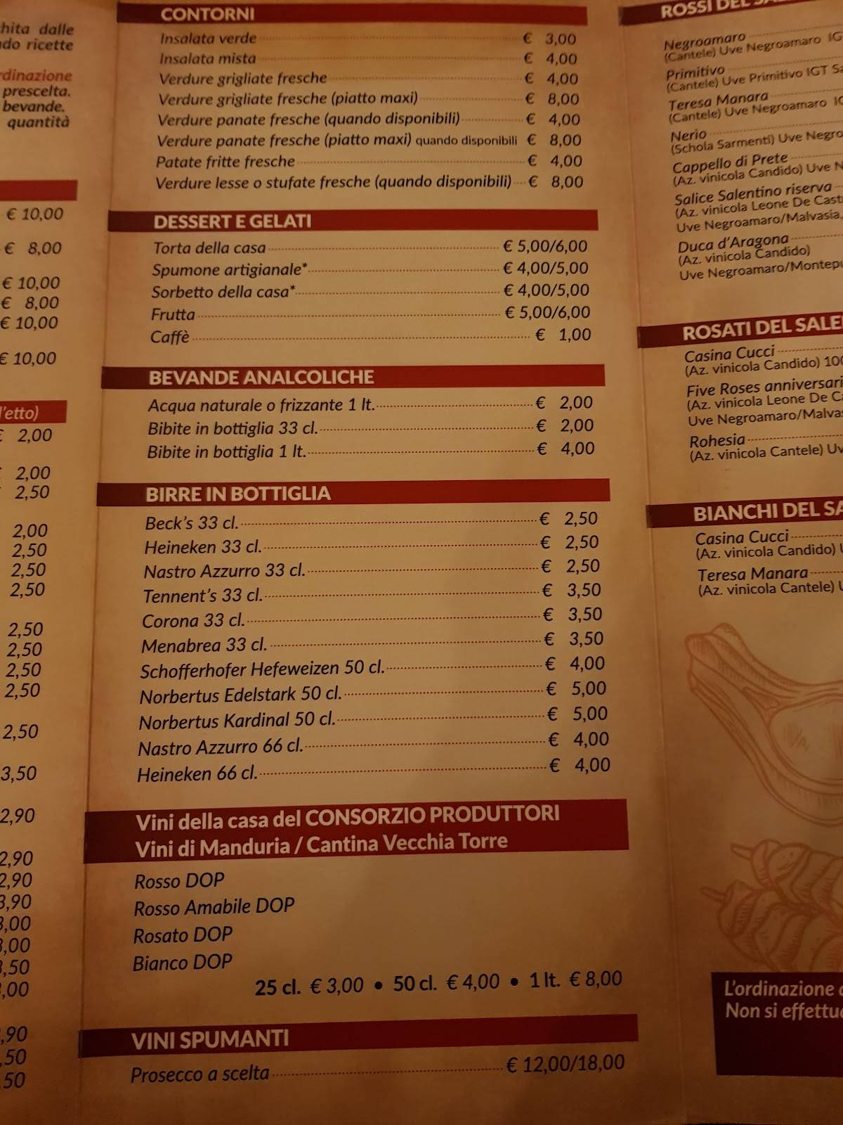 Menu de LI Rrusti