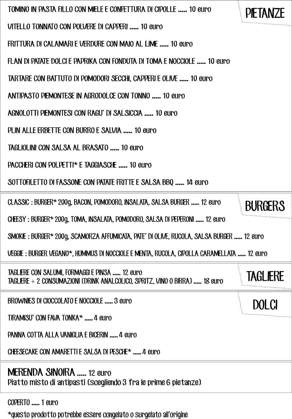 Menu di LINKO Osteria Moderna 