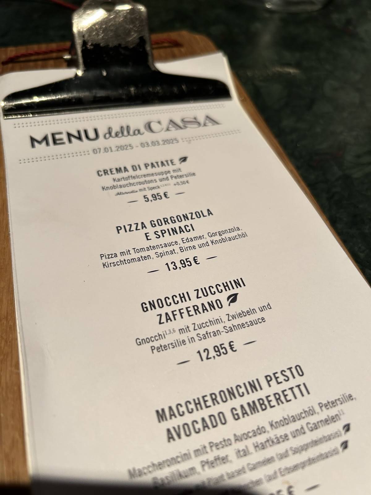 Menu de L'Osteria Essen