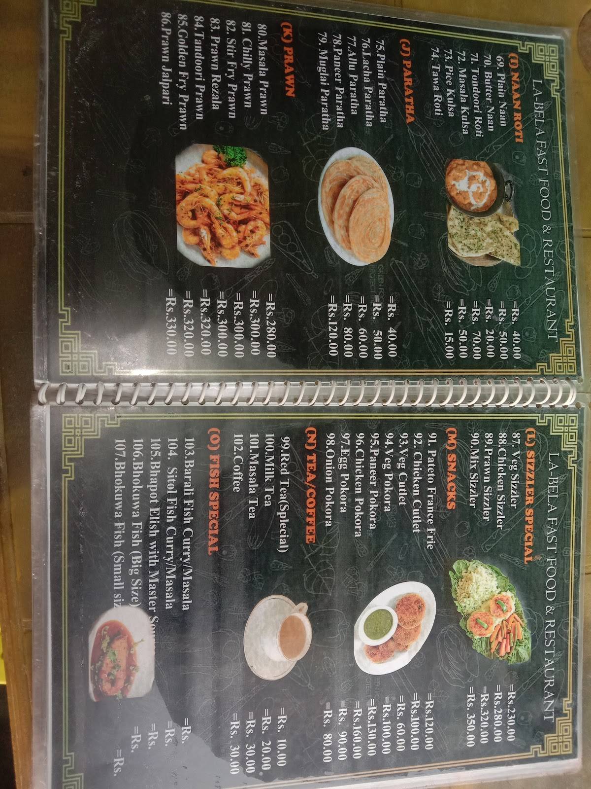 La Bela menu