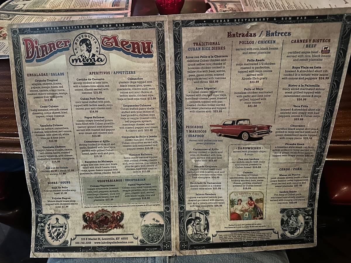 Menu At La Bodeguita De Mima Cuban Restaurant And Rum Bar Louisville