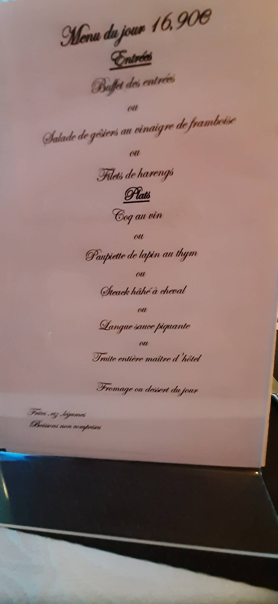Menu de La bonne source